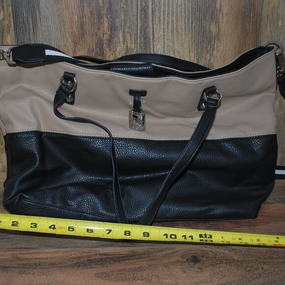 Jessica Simpson Black and Brown Leather Shoulder Handbag Tote Purse - Picture 3 of 4